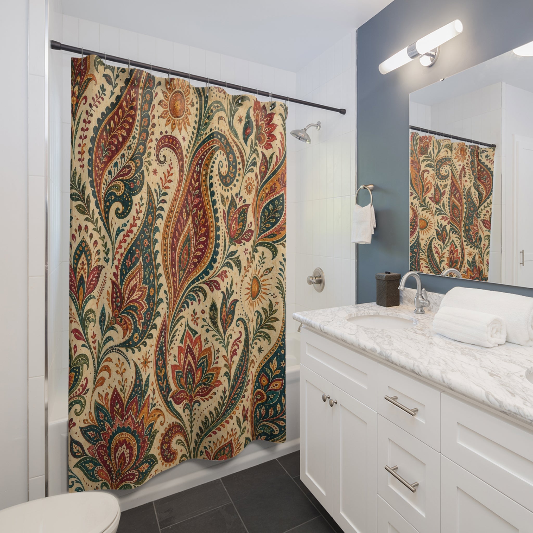 Vintage Boho Paisley Shower Curtain