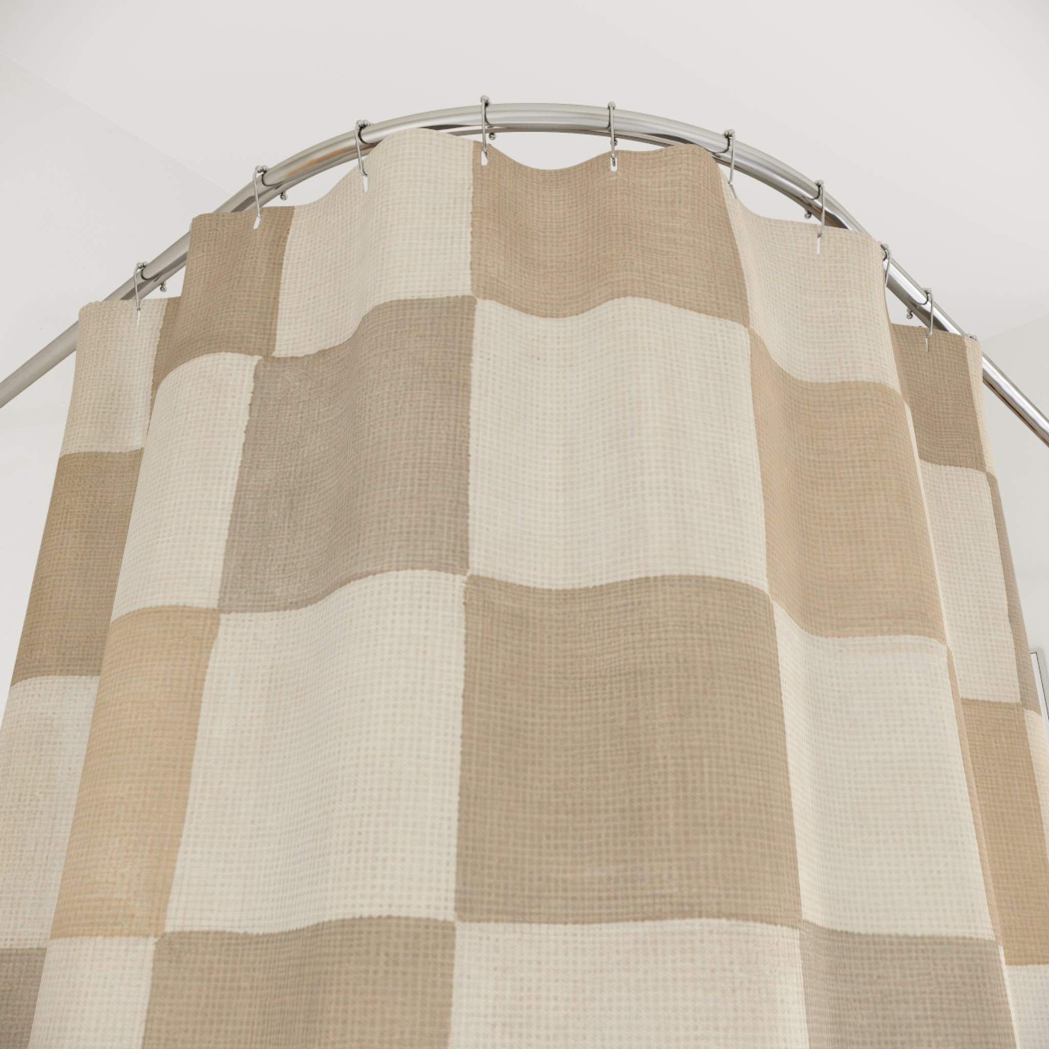 Beige Tan Checkerboard Shower Curtain