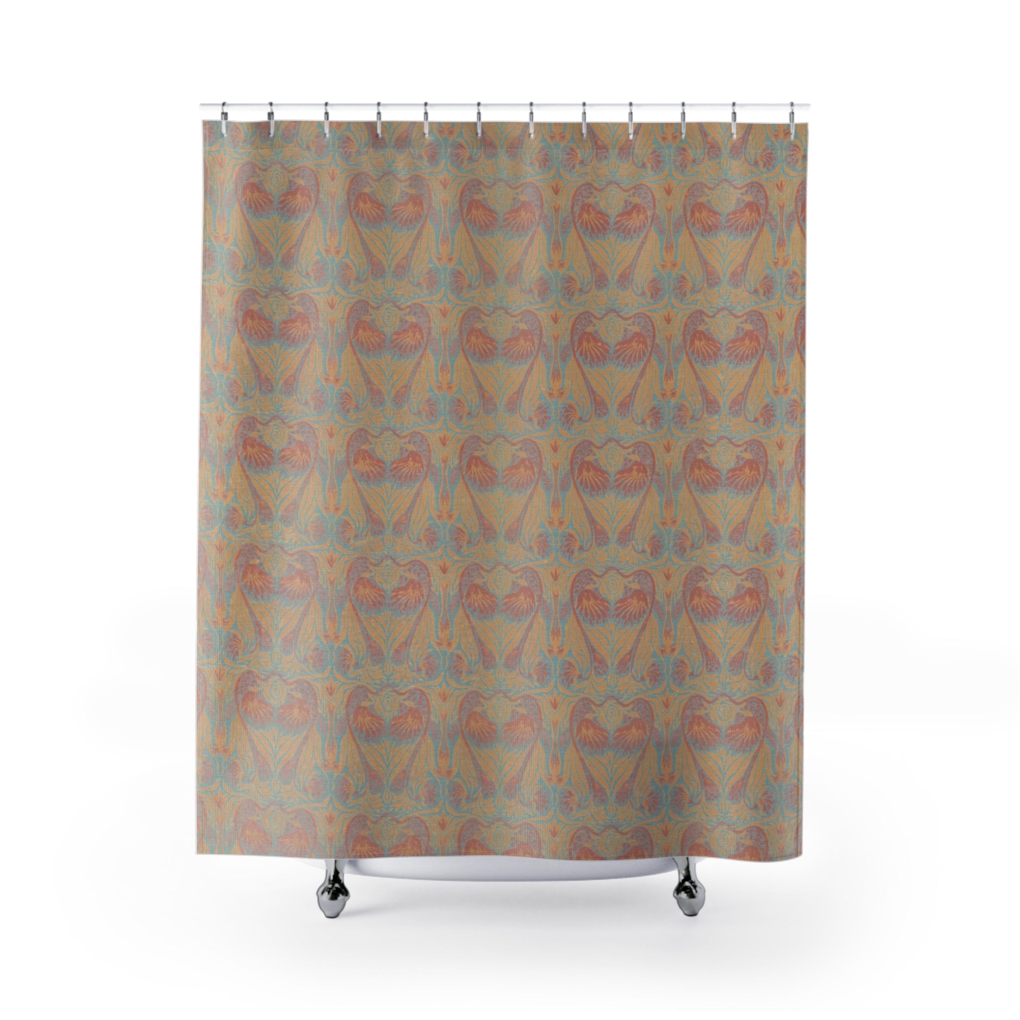 Mackmurdo Peacock Shower Curtain – 1882 Pastel Art Nouveau