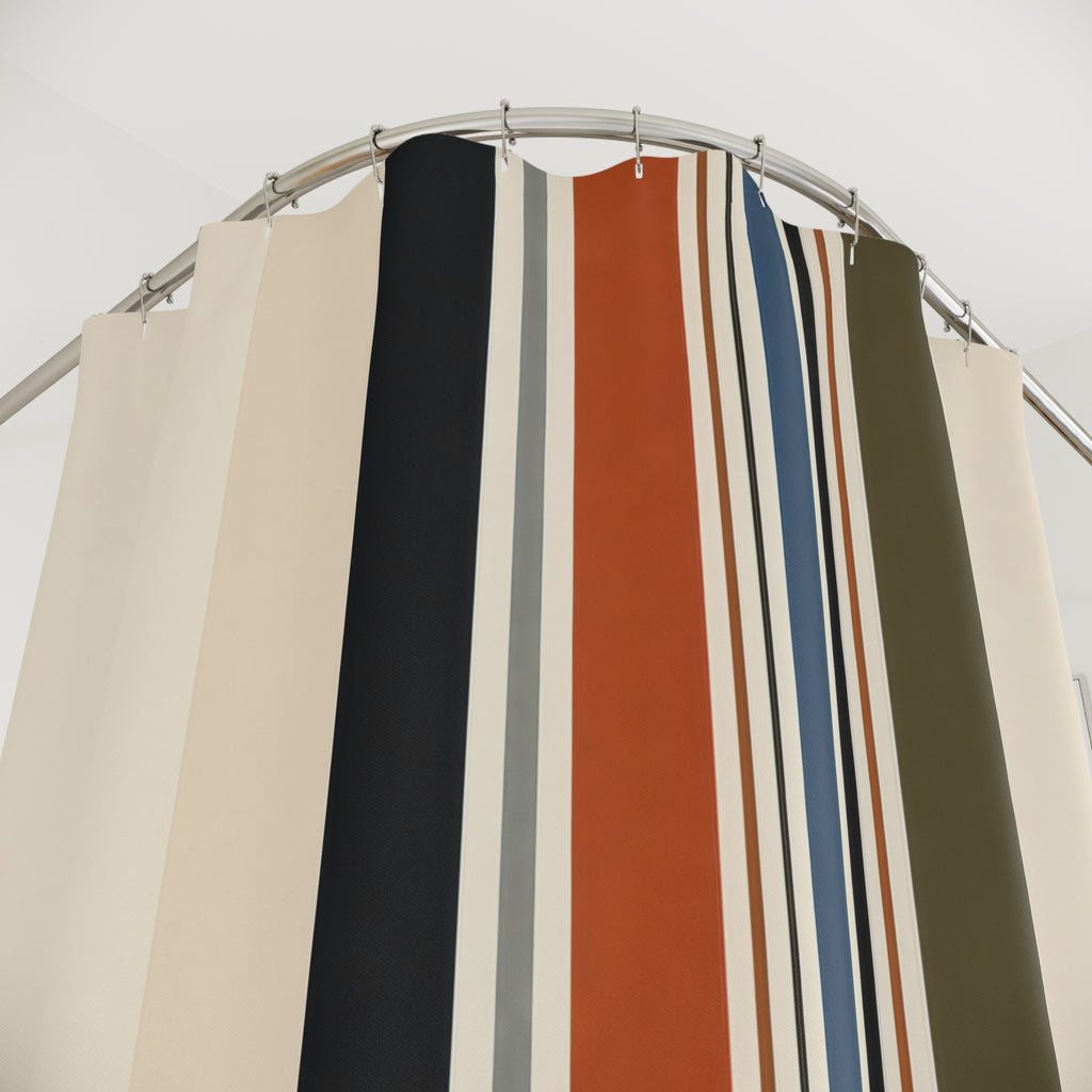 Navy Olive Minimal Band Shower Curtain