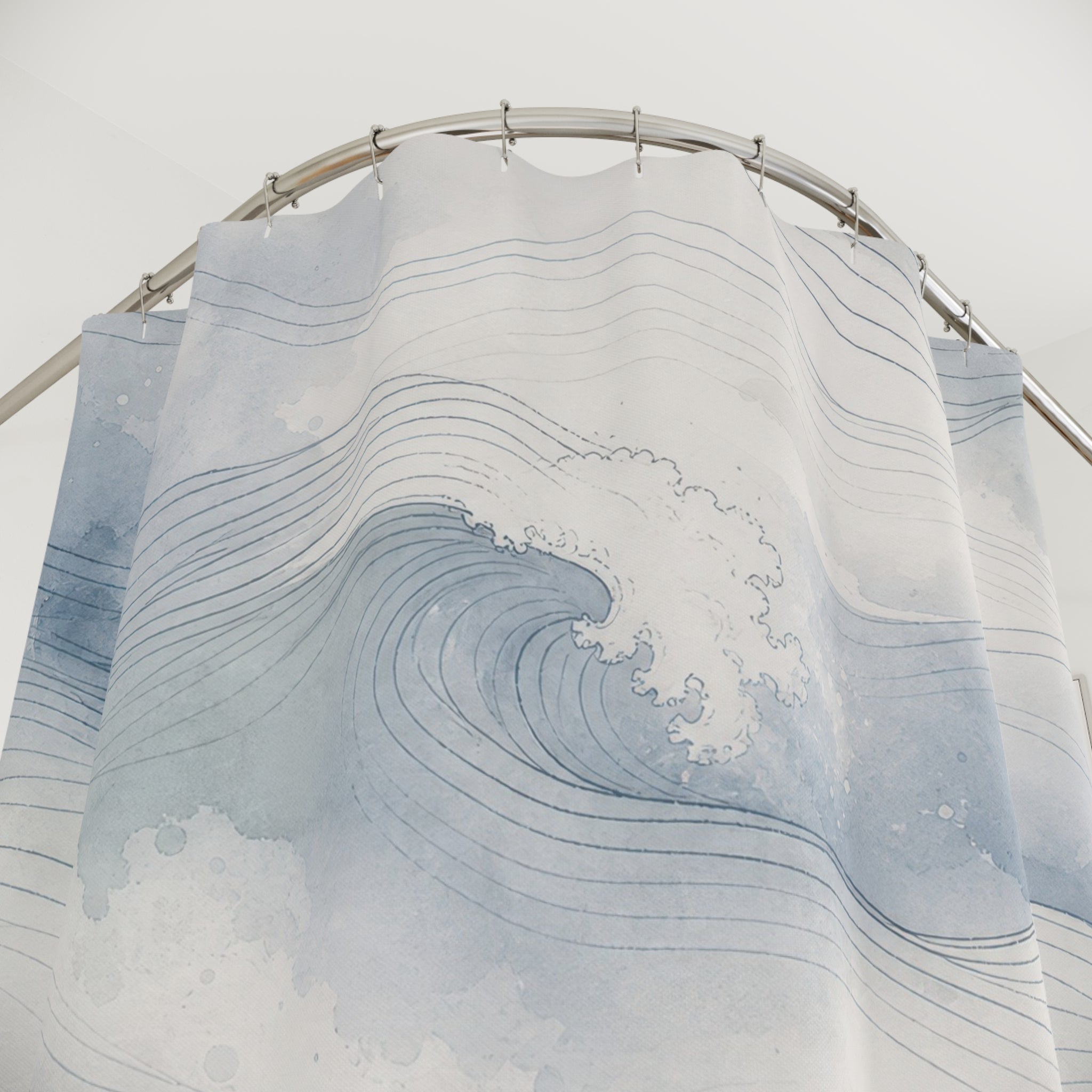 Coastal Line Art Shower Curtain