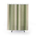 Sage Olive Cream Vertical Stripe Shower Curtain