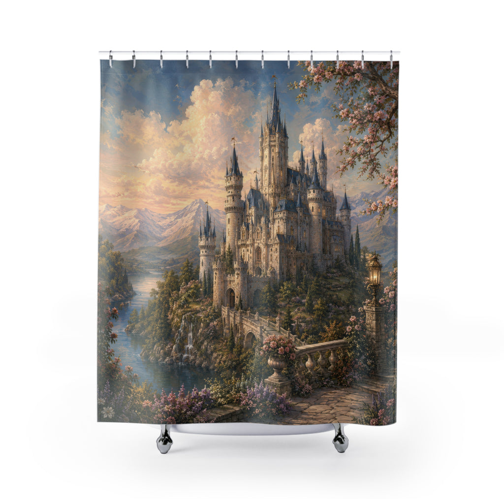 Castle Shower Curtain: Fairy Tale Mountain Lake