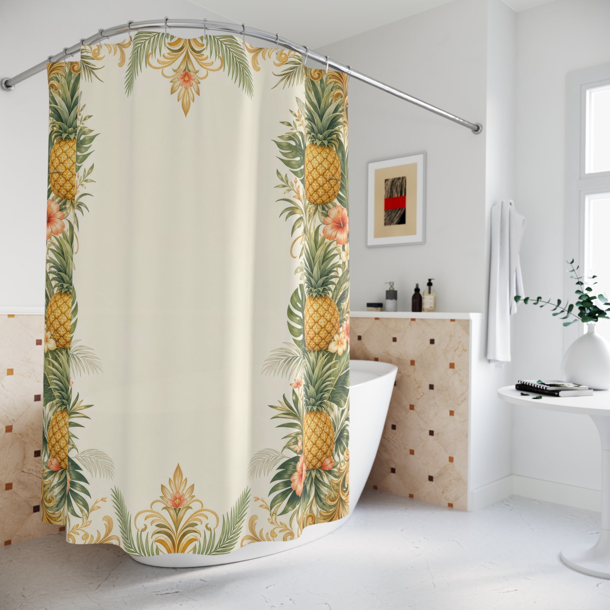 Pineapple Border Shower Curtain