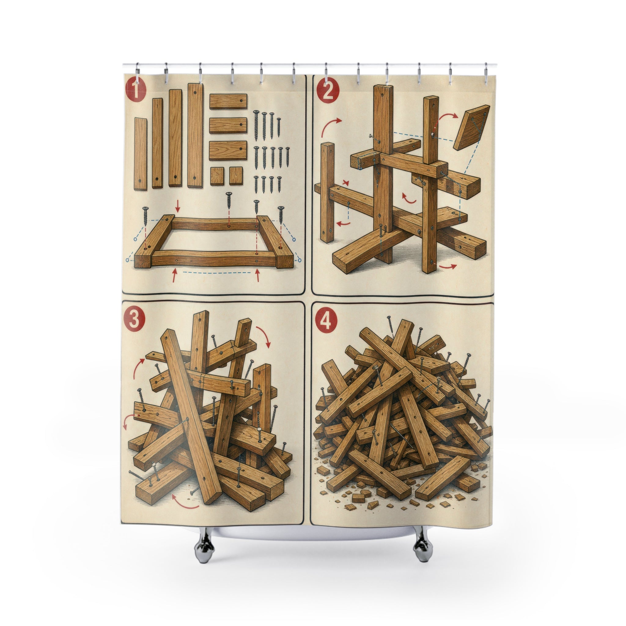 Woodworking Instruction Diagram Unique Funny Shower Curtain
