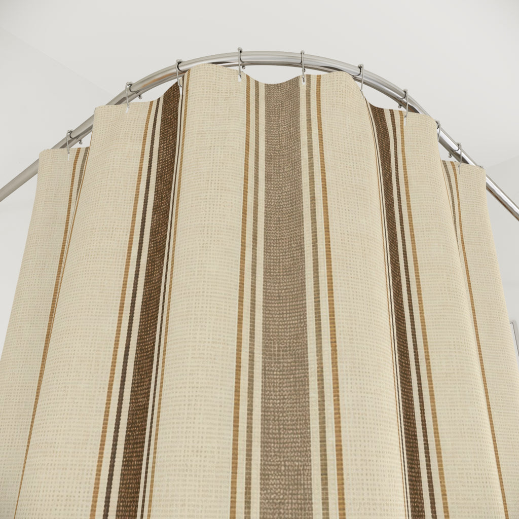 Brown Cream Pinstripe Shower Curtain
