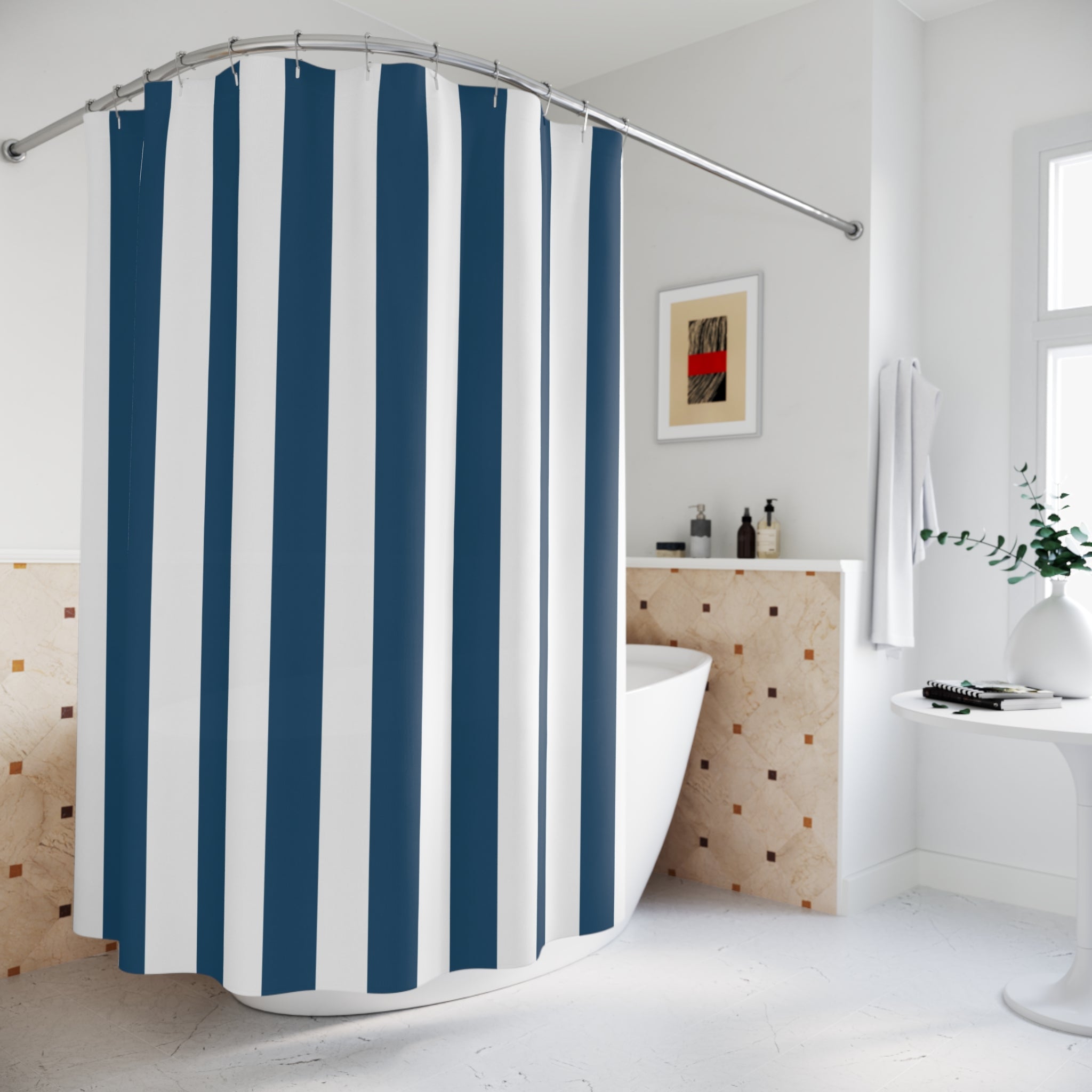 Navy Cabana Stripe Shower Curtain