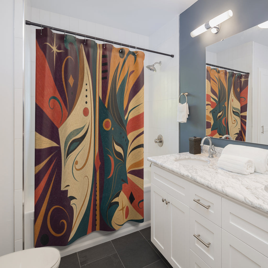 Art Deco Theatrical Mask Shower Curtain