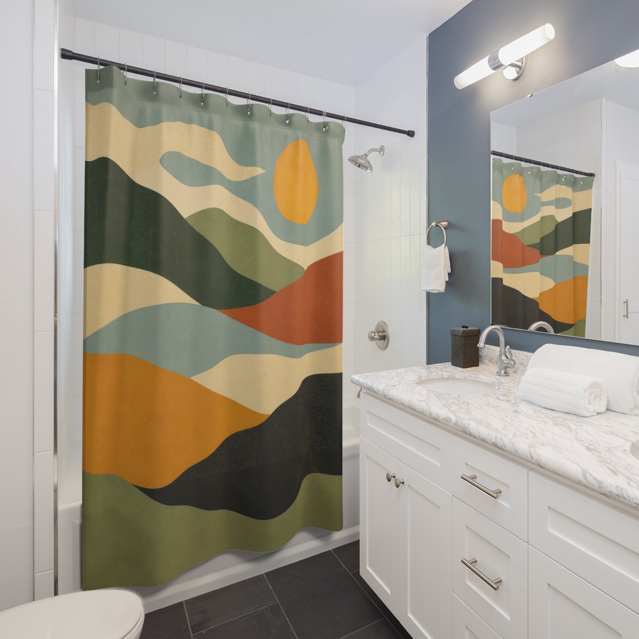 Abstract Landscape Sun Shower Curtain