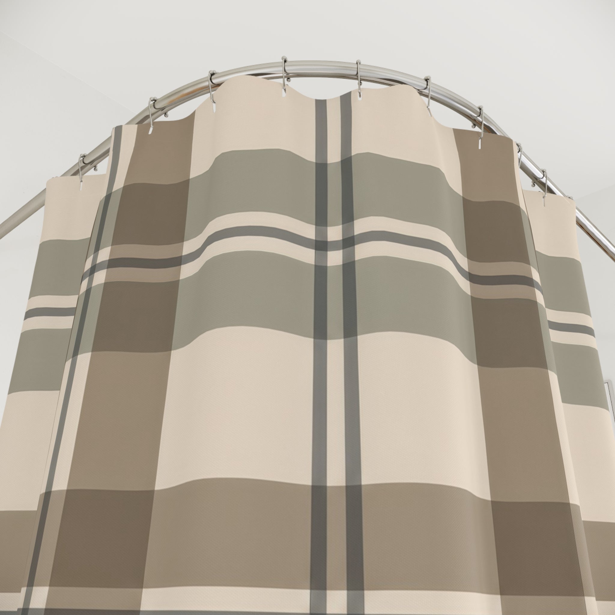 Mushroom Sage Plaid Shower Curtain