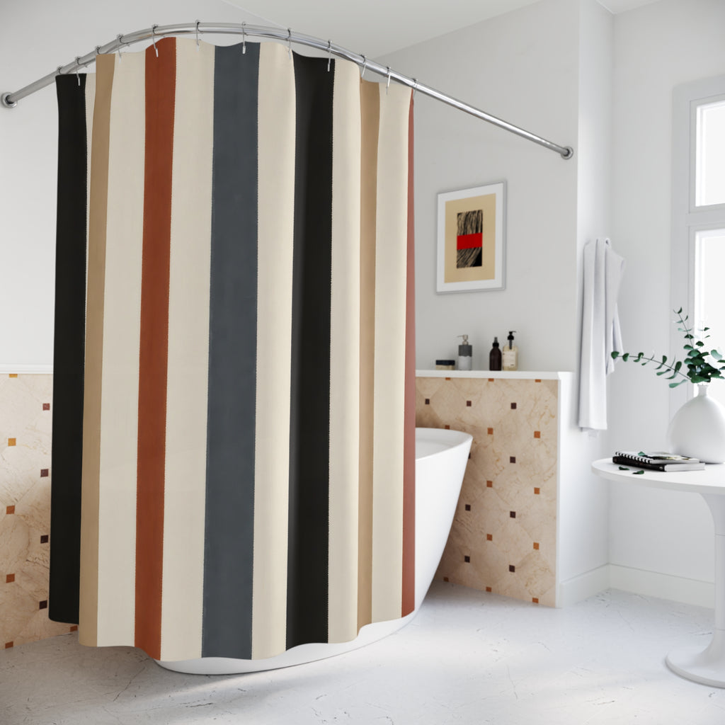 Rust Tan Cabana Stripe Shower Curtain