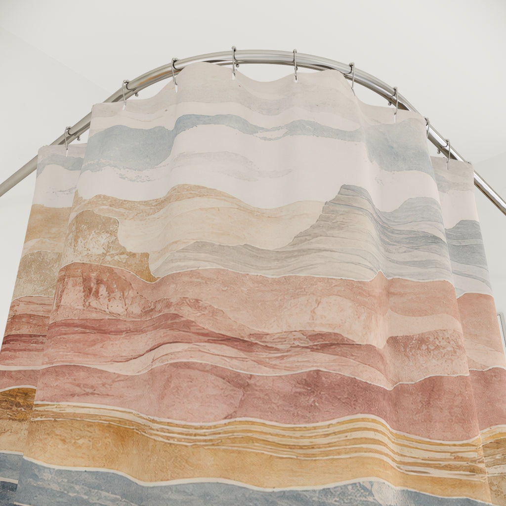 Layered Canyon Landscape Shower Curtain
