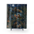 Whimsical platypus postal boats on a moonlit canal shower curtain with full front view