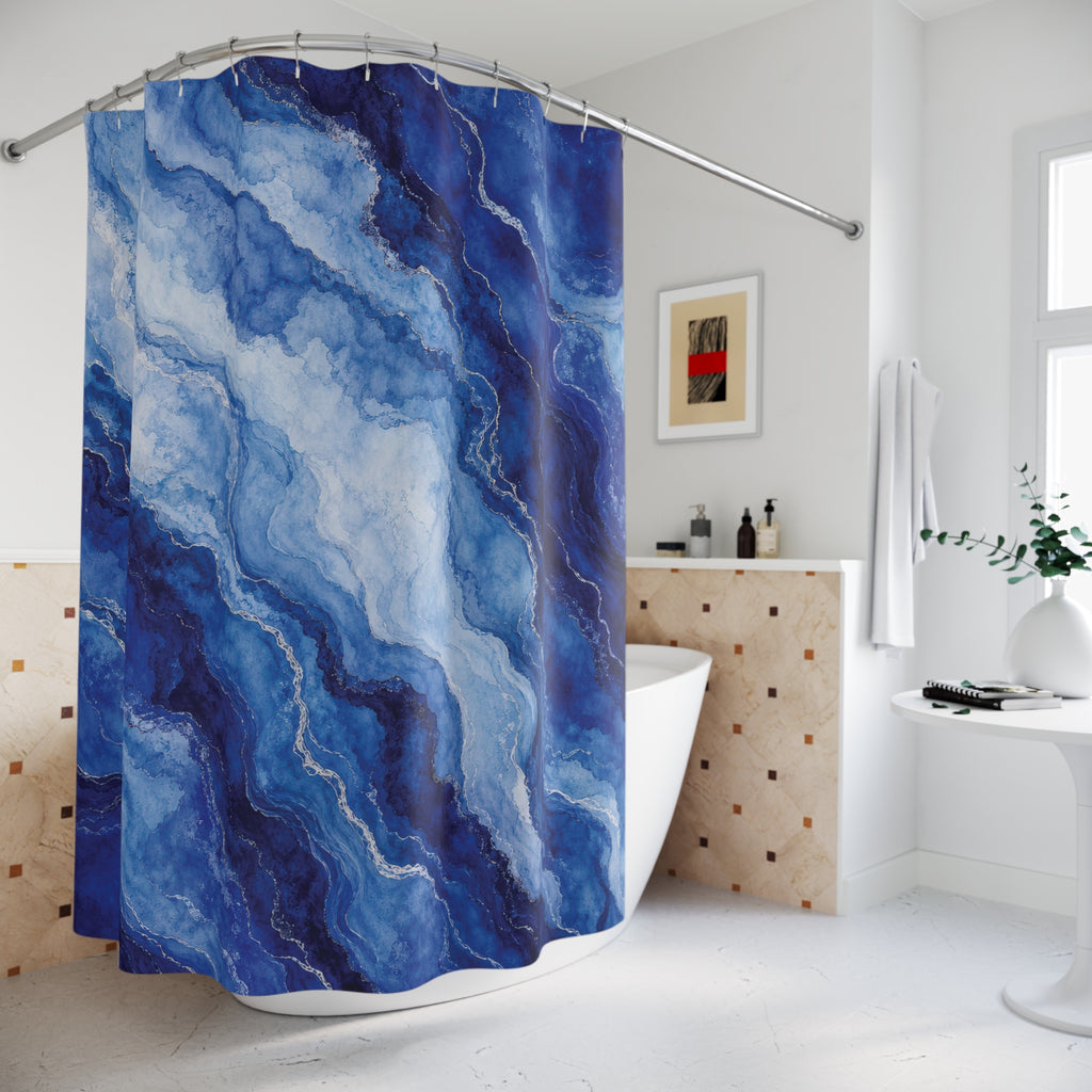 Blue Agate Marble Shower Curtain