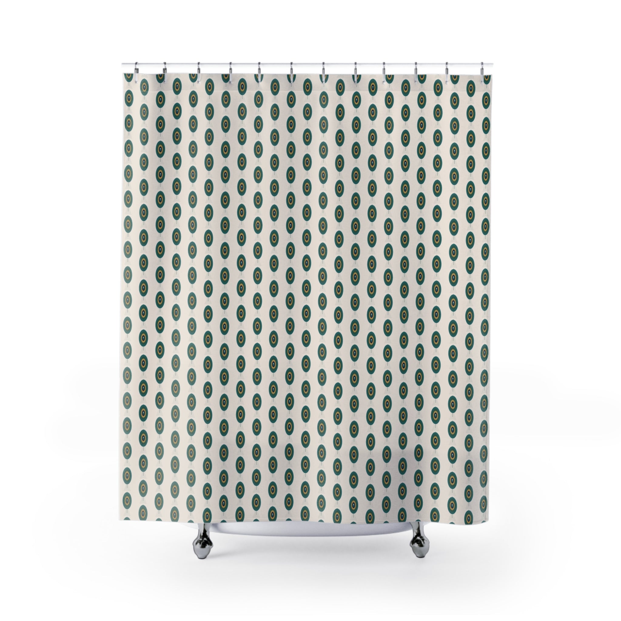 Art Nouveau Peacock Shower Curtain – Teal & Gold