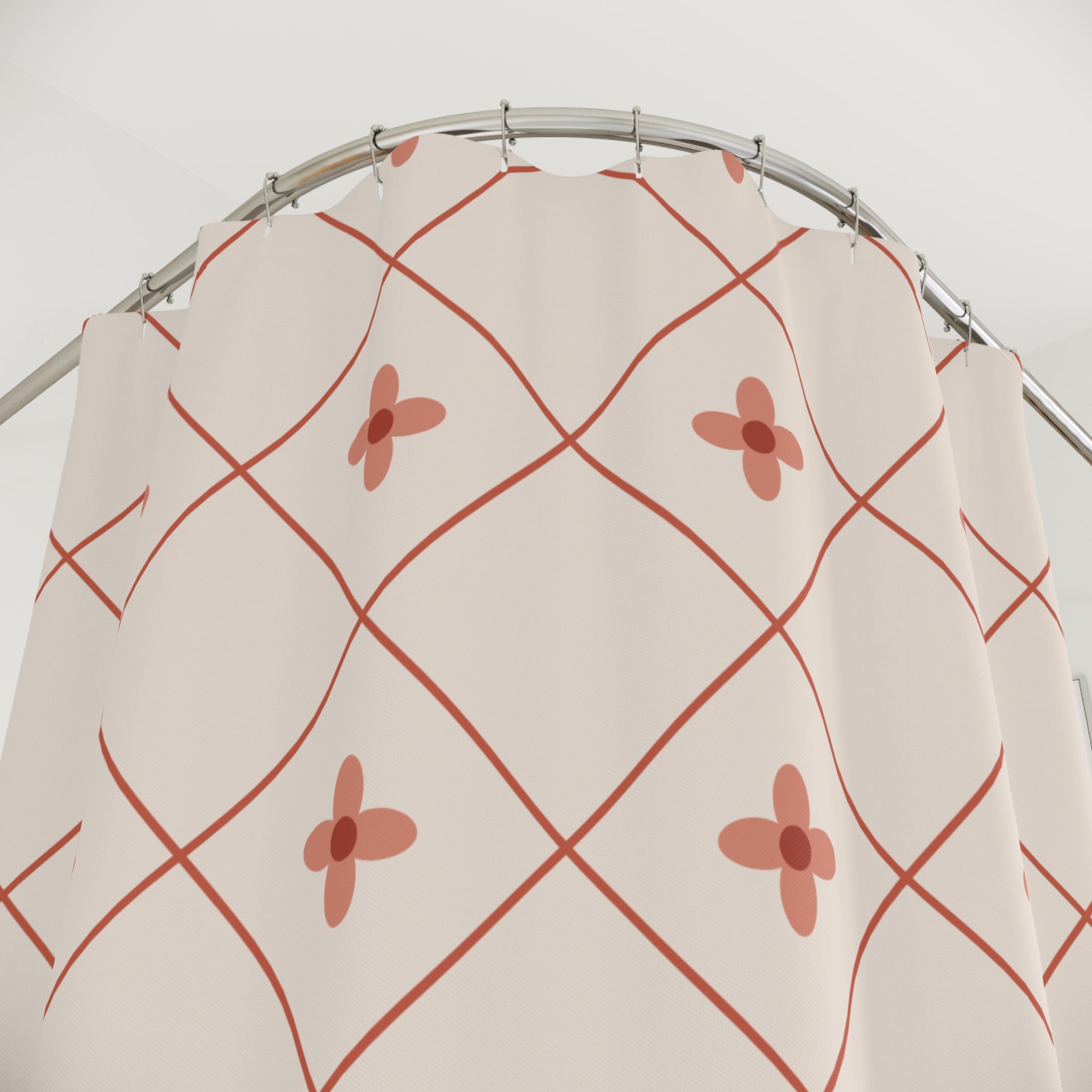 Coral Diamond Trellis Shower Curtain