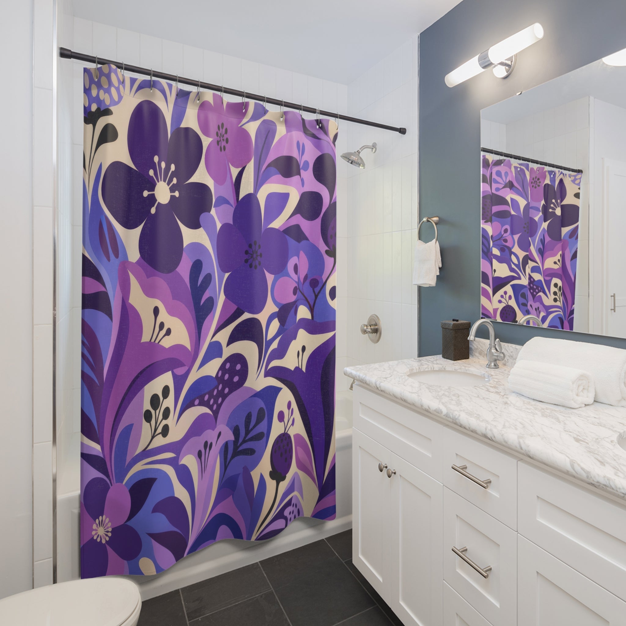 Purple Cut Paper Garden Shower Curtain