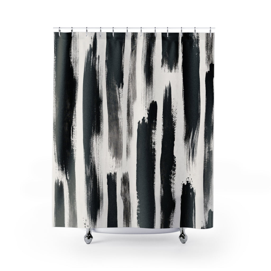Black White Striped Shower Curtain