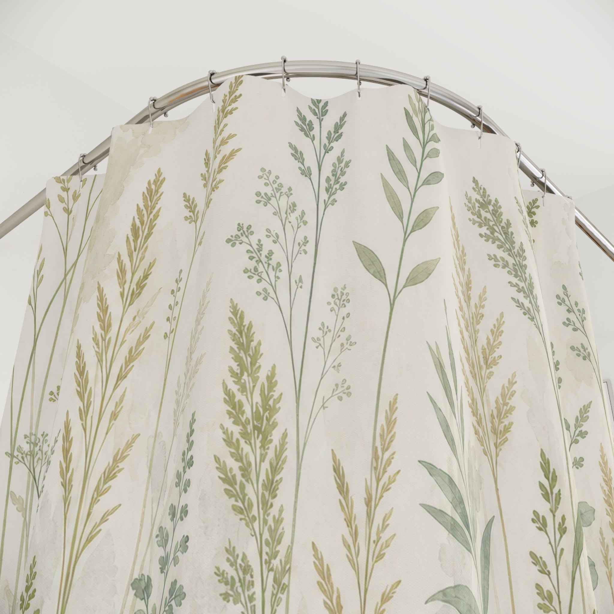 Wild Grass Meadow Print Shower Curtain