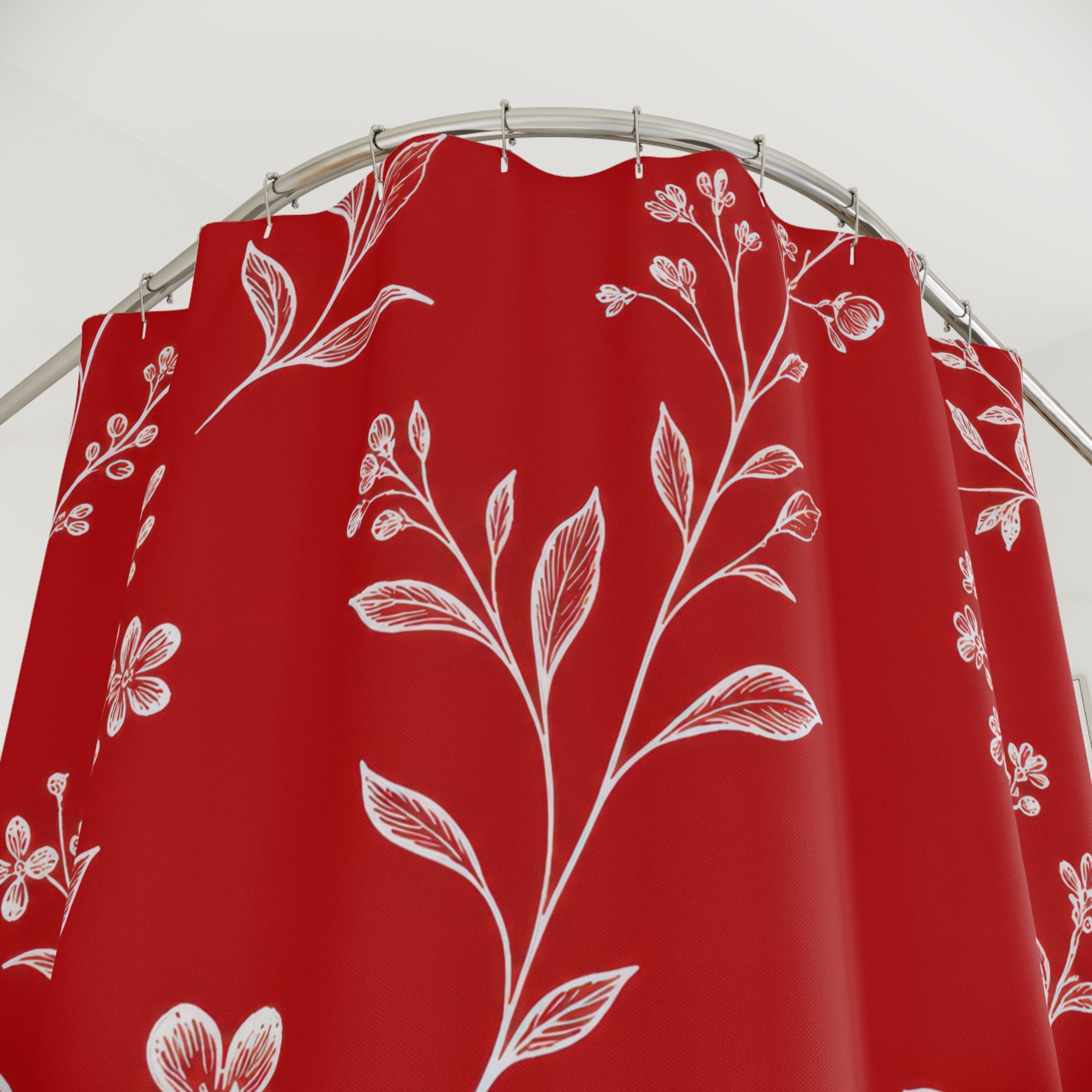Red White Wildflower Shower Curtain