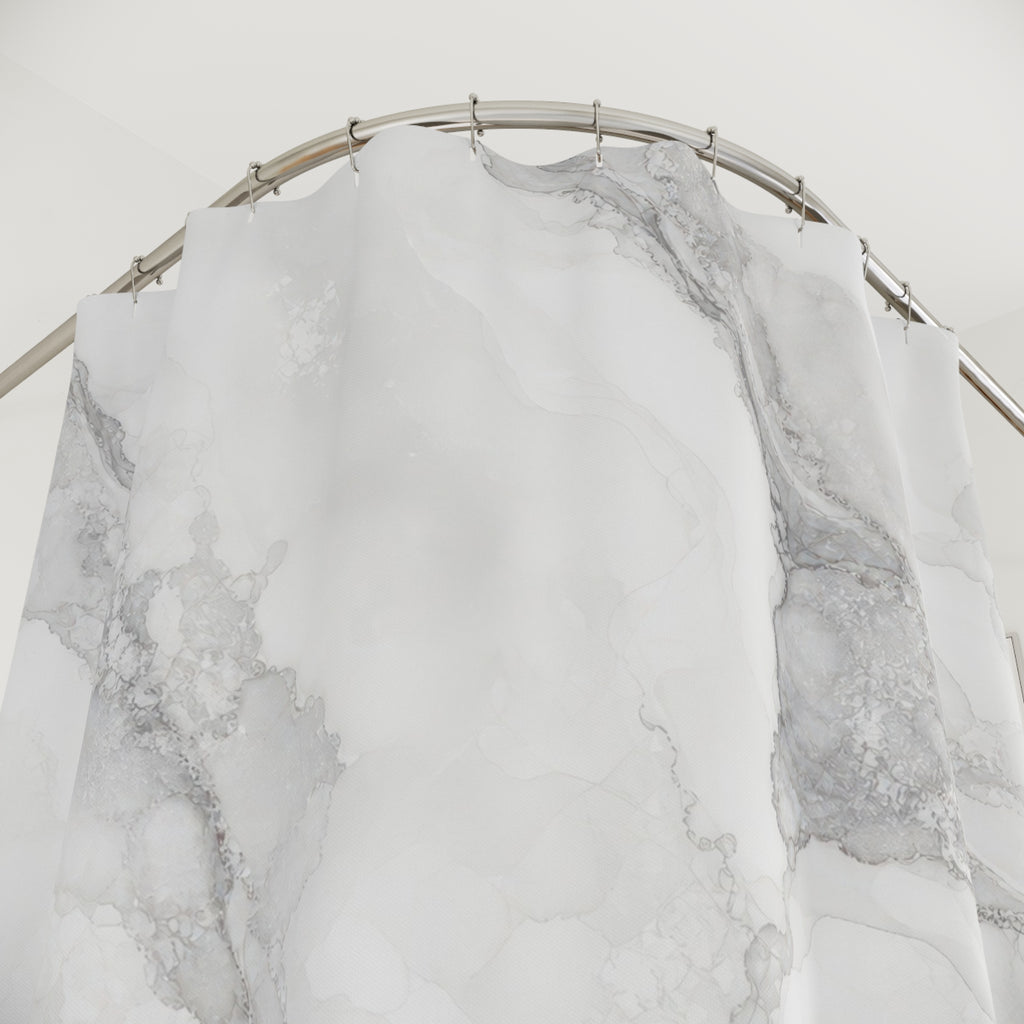 White Marble Shower Curtain