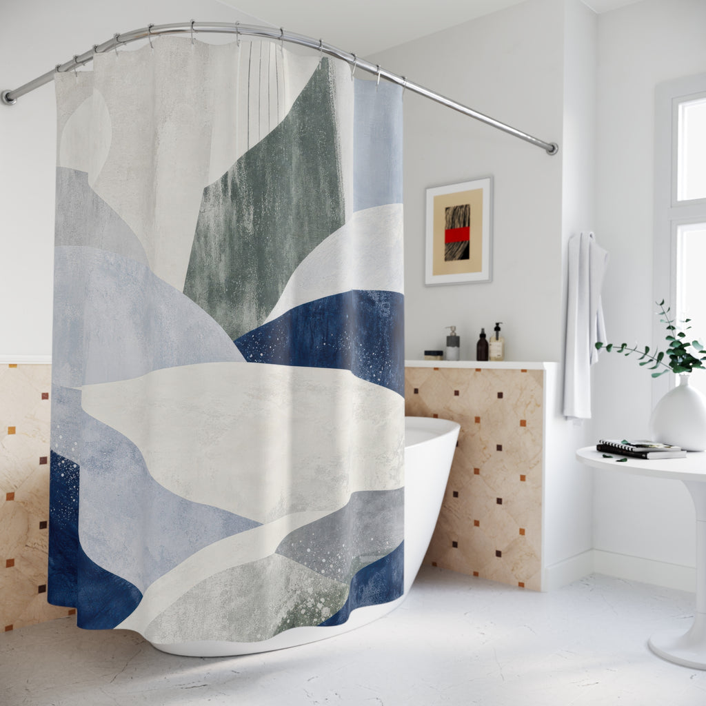 Blue Gray Modern Shower Curtain