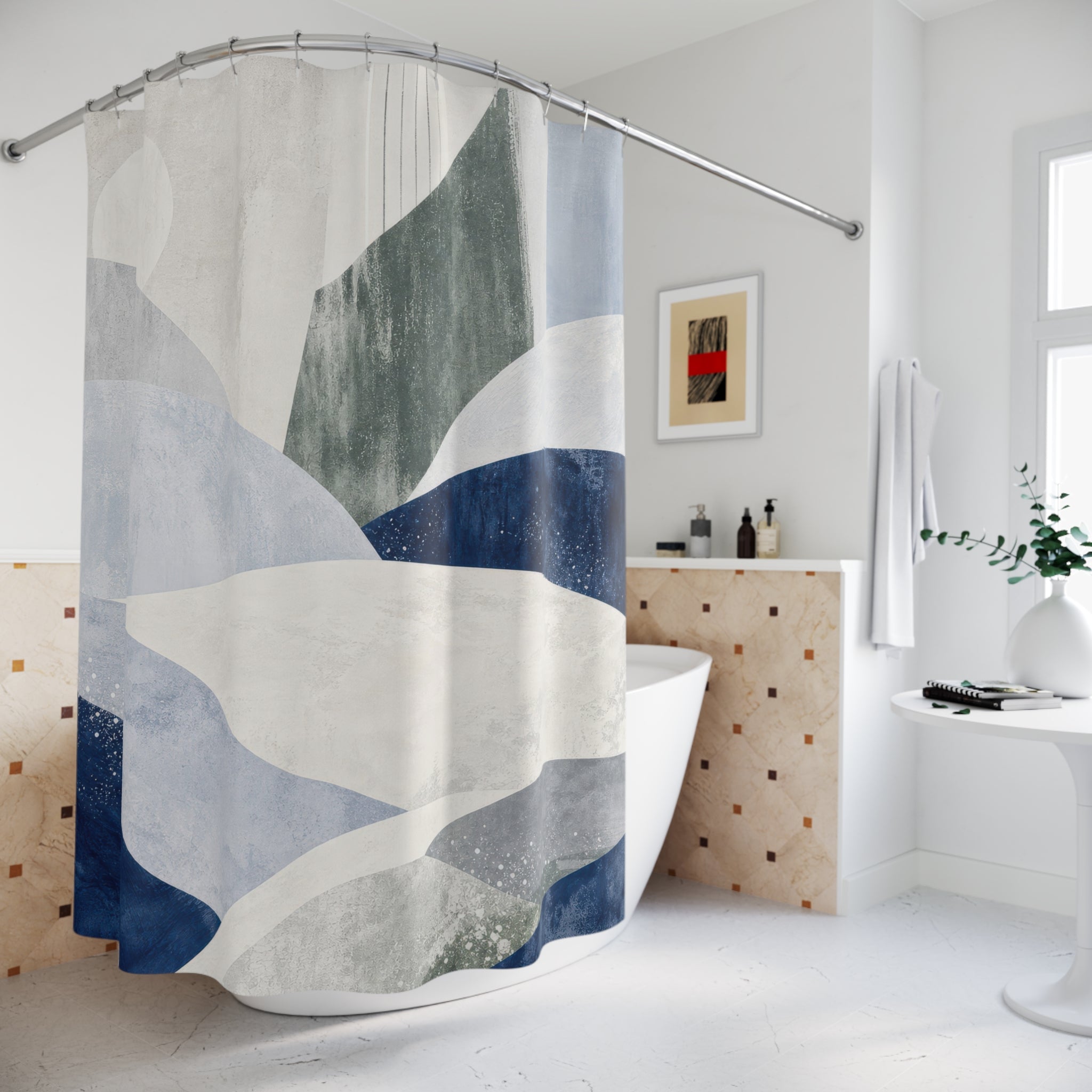 Blue Gray Modern Shower Curtain