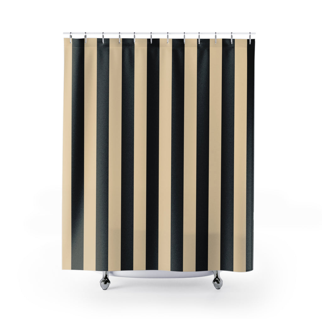 Bold Black and Cream Cabana Stripe Shower Curtain