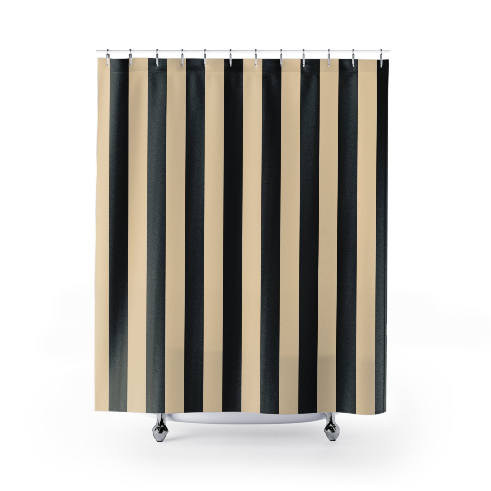 Bold Black and Cream Cabana Stripe Shower Curtain