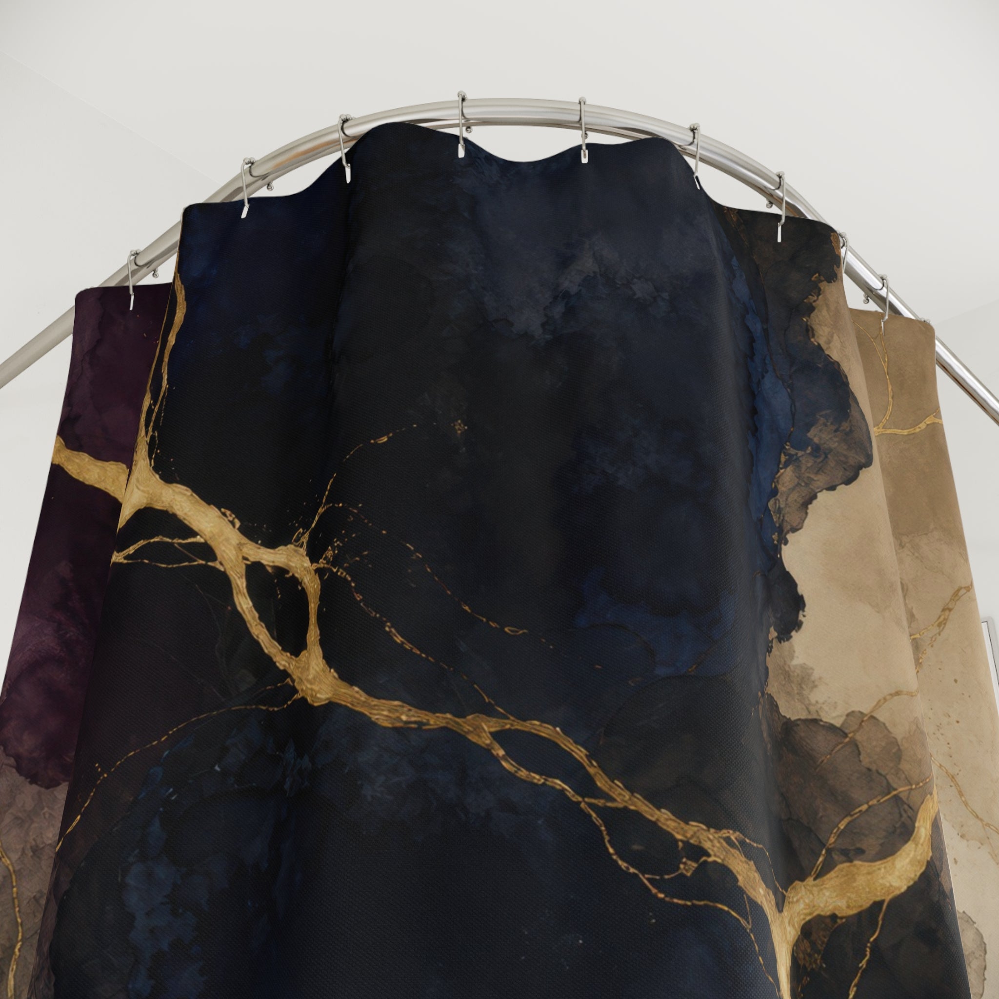 Midnight Mineral Gold Shower Curtain