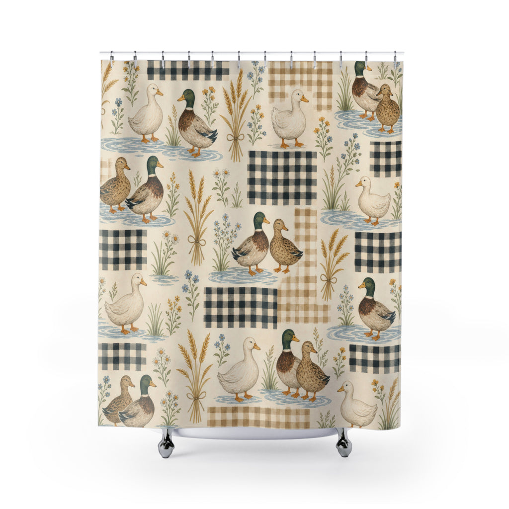 Farmhouse Mallard Patchwork Shower Curtain