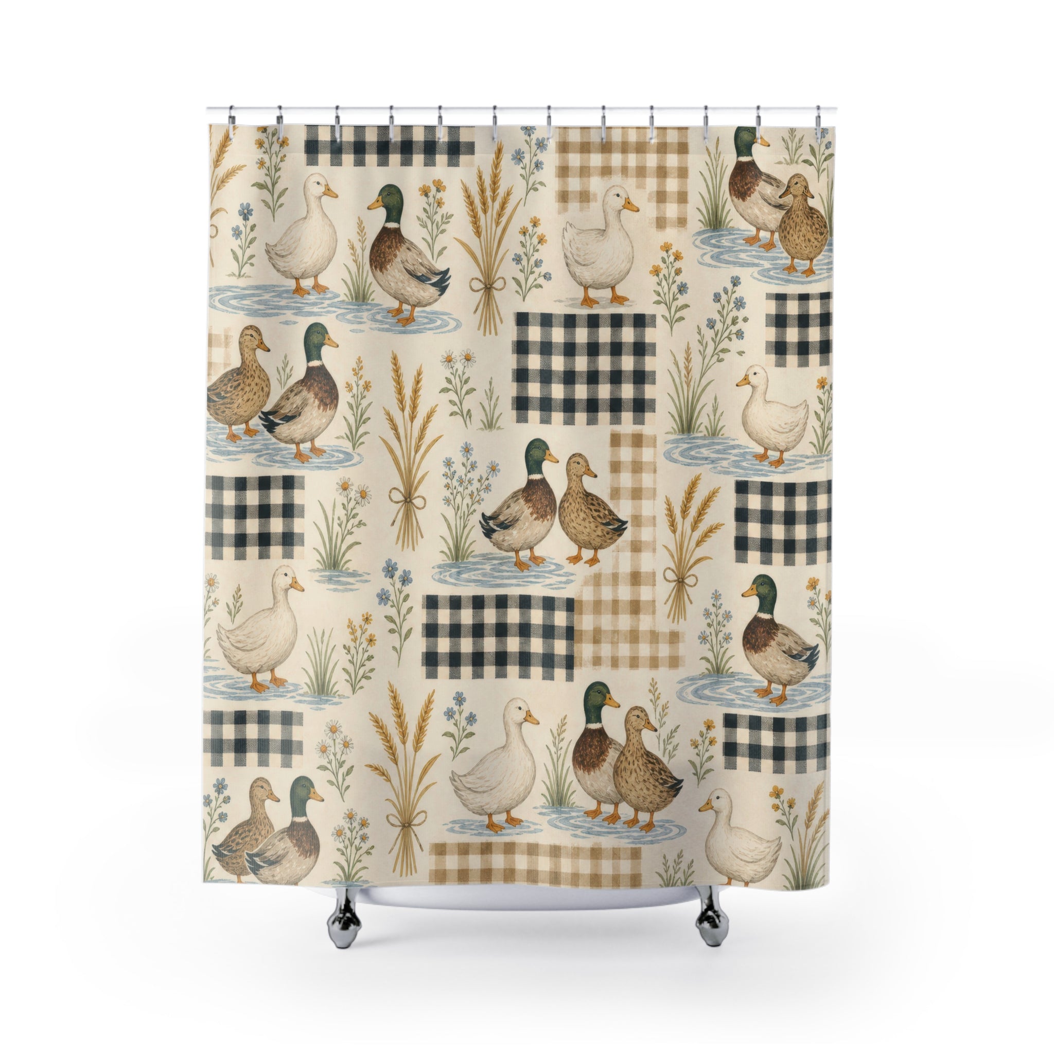 Farmhouse Mallard Patchwork Shower Curtain