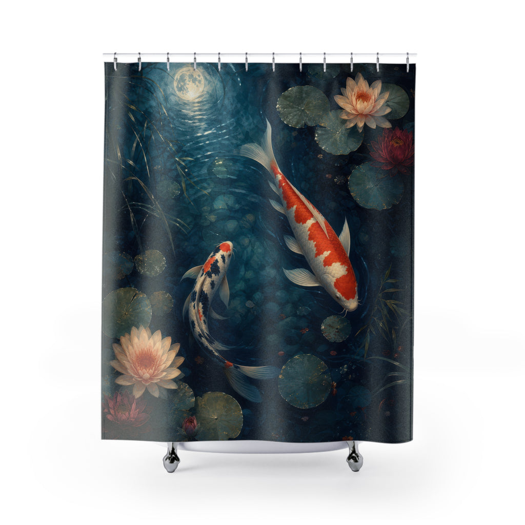 Moonlit Koi Water Garden Shower Curtain