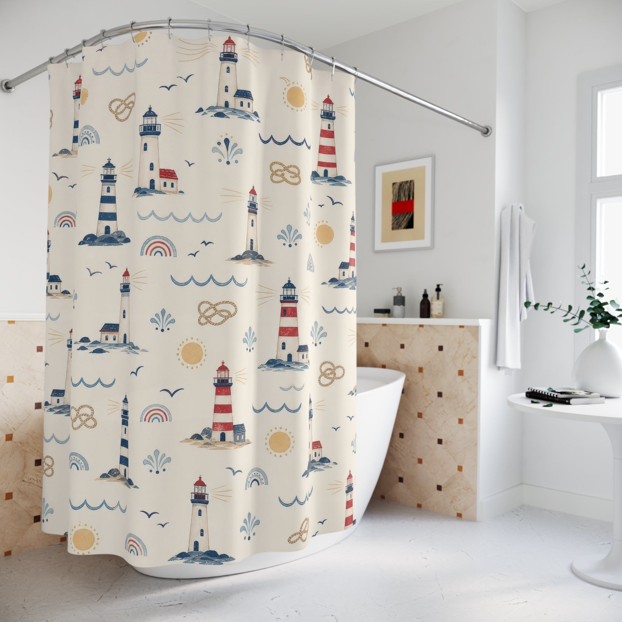Lighthouse Coastal Nautical Shower Curtain