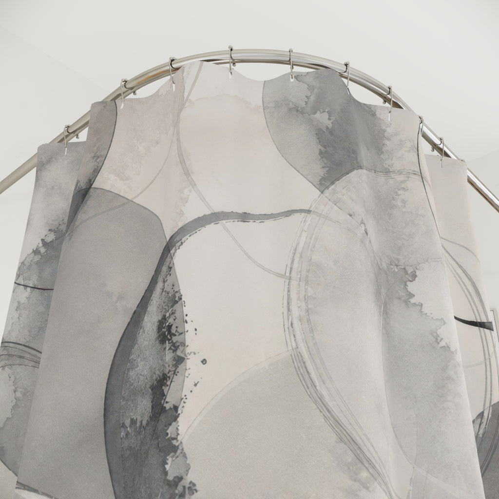 Gray Watercolor Circle Shower Curtain
