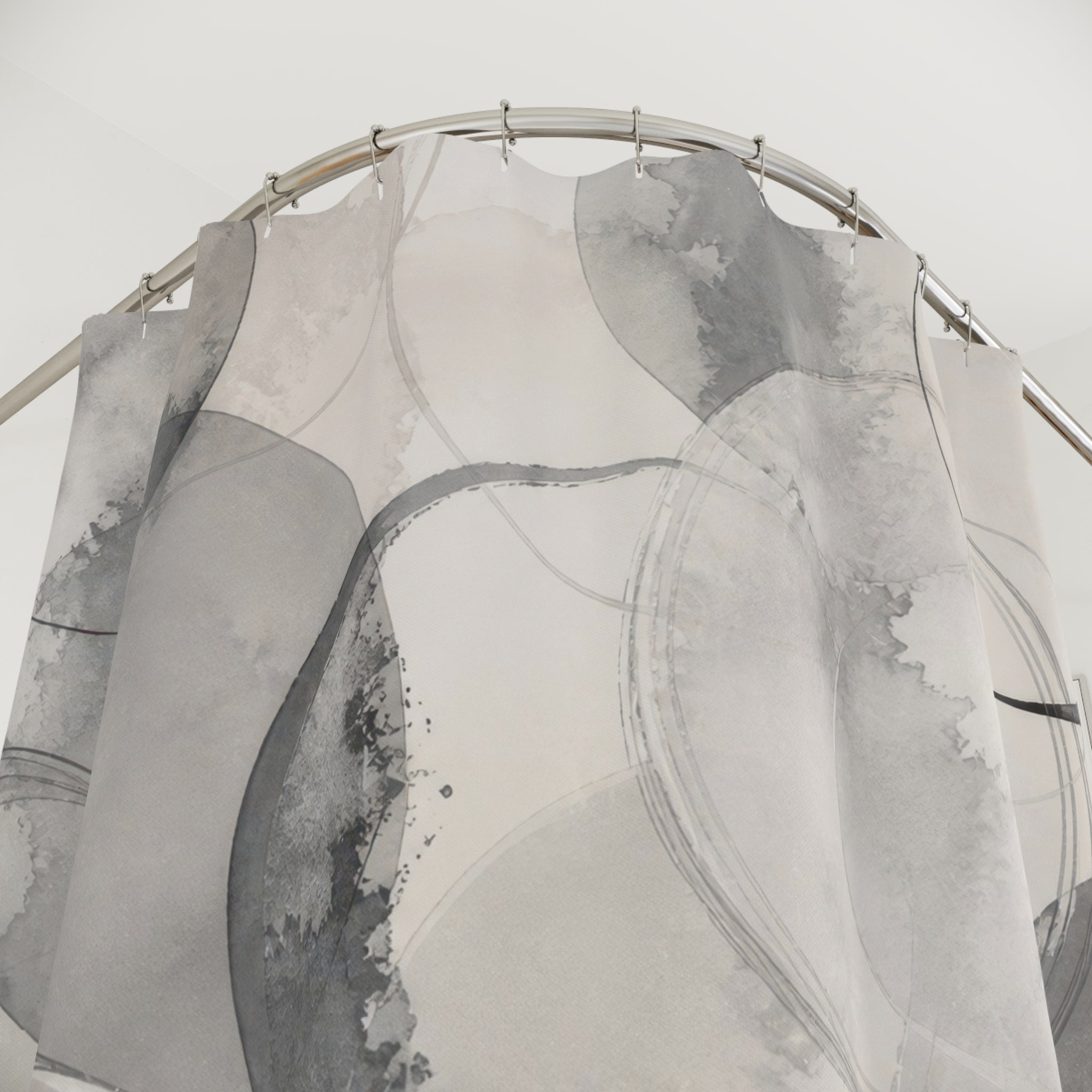 Gray Watercolor Circle Shower Curtain