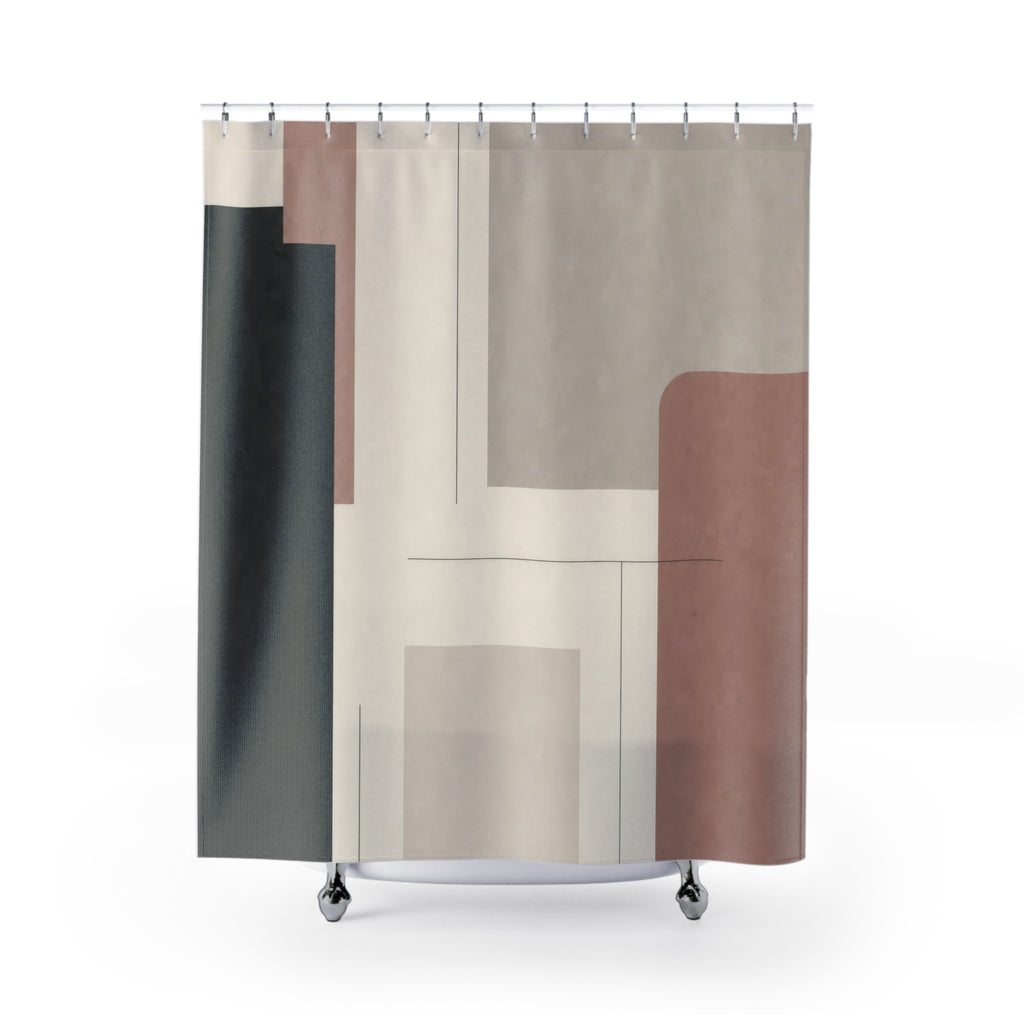 Blush Pink Beige Black Shower Curtain