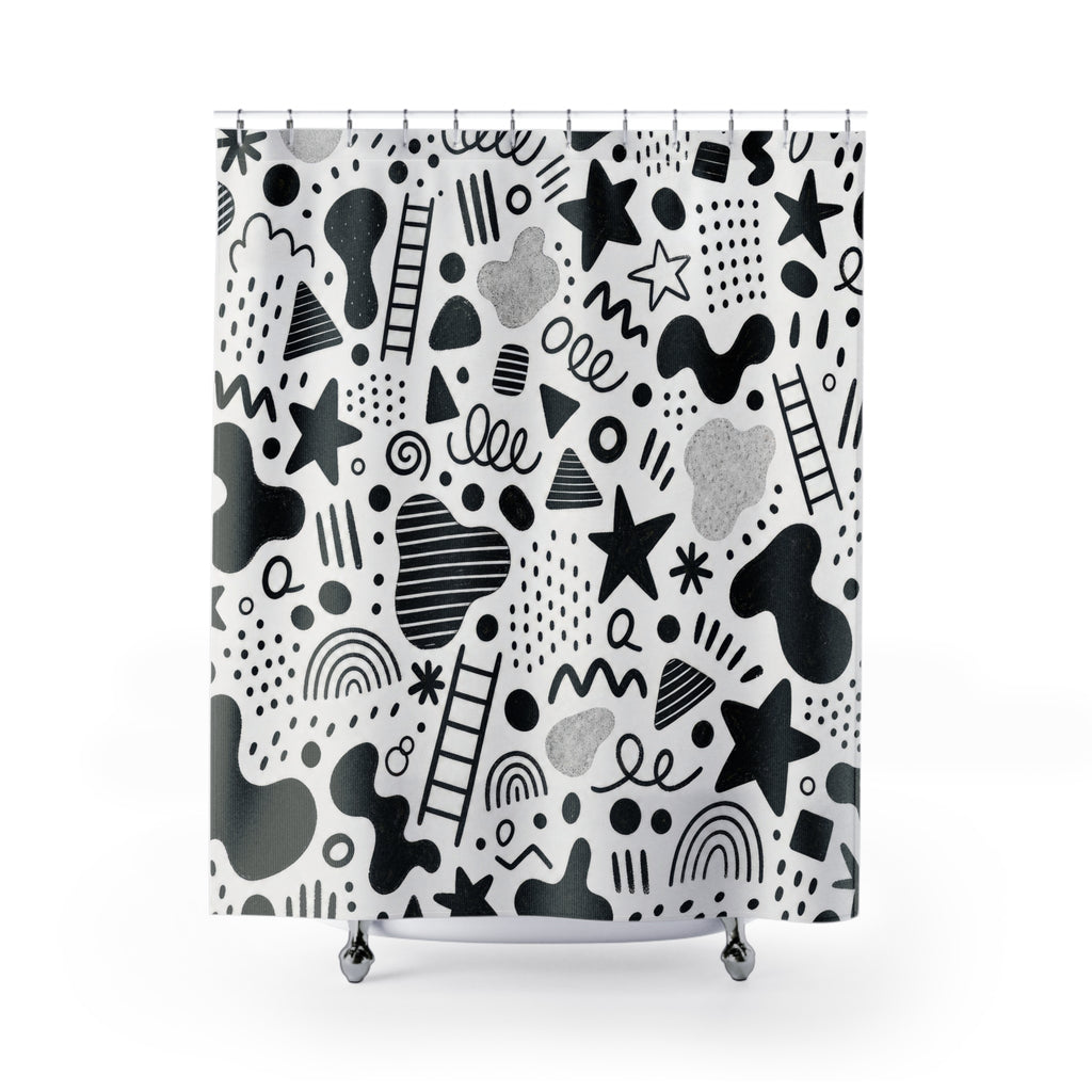 Black White Star Shower Curtain