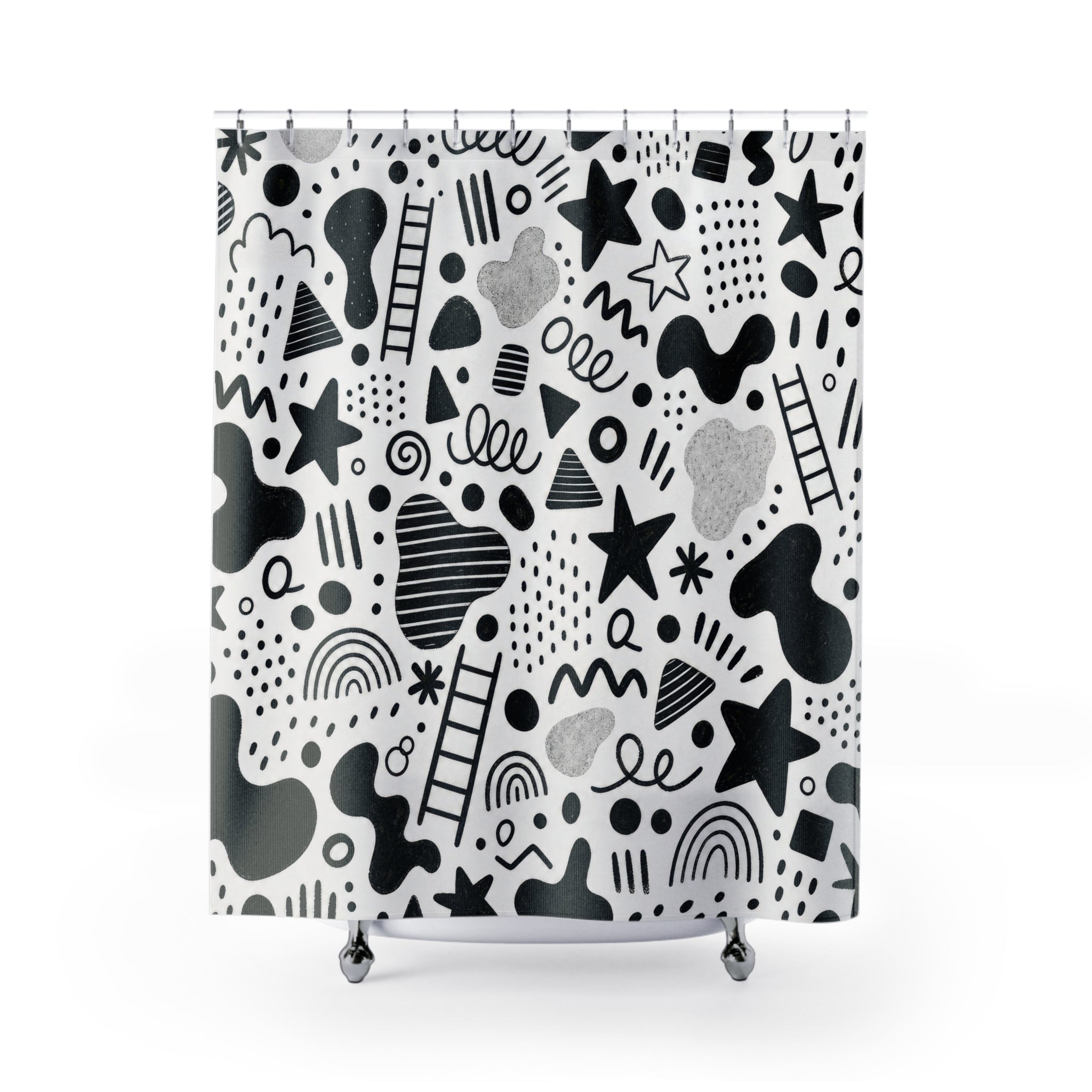Black White Star Shower Curtain