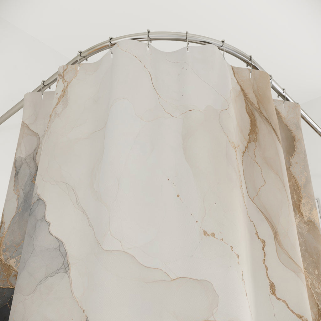 Gray Beige Abstract Stone Shower Curtain