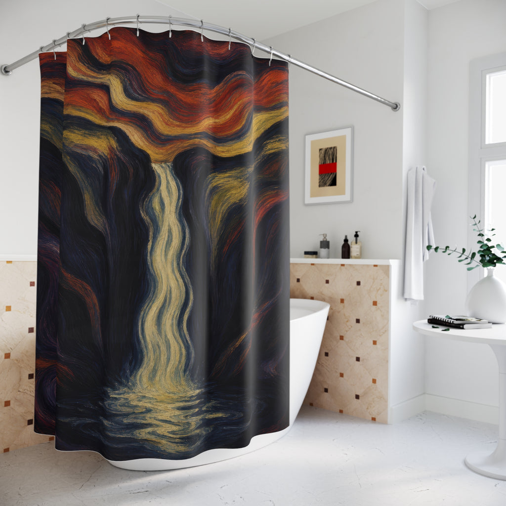 Dark Expressionist Landscape Print Shower Curtain
