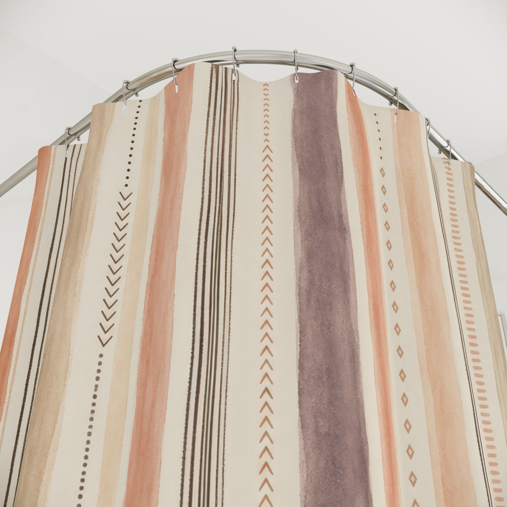 Pale Blush Beige Watercolor Stripe Shower Curtain