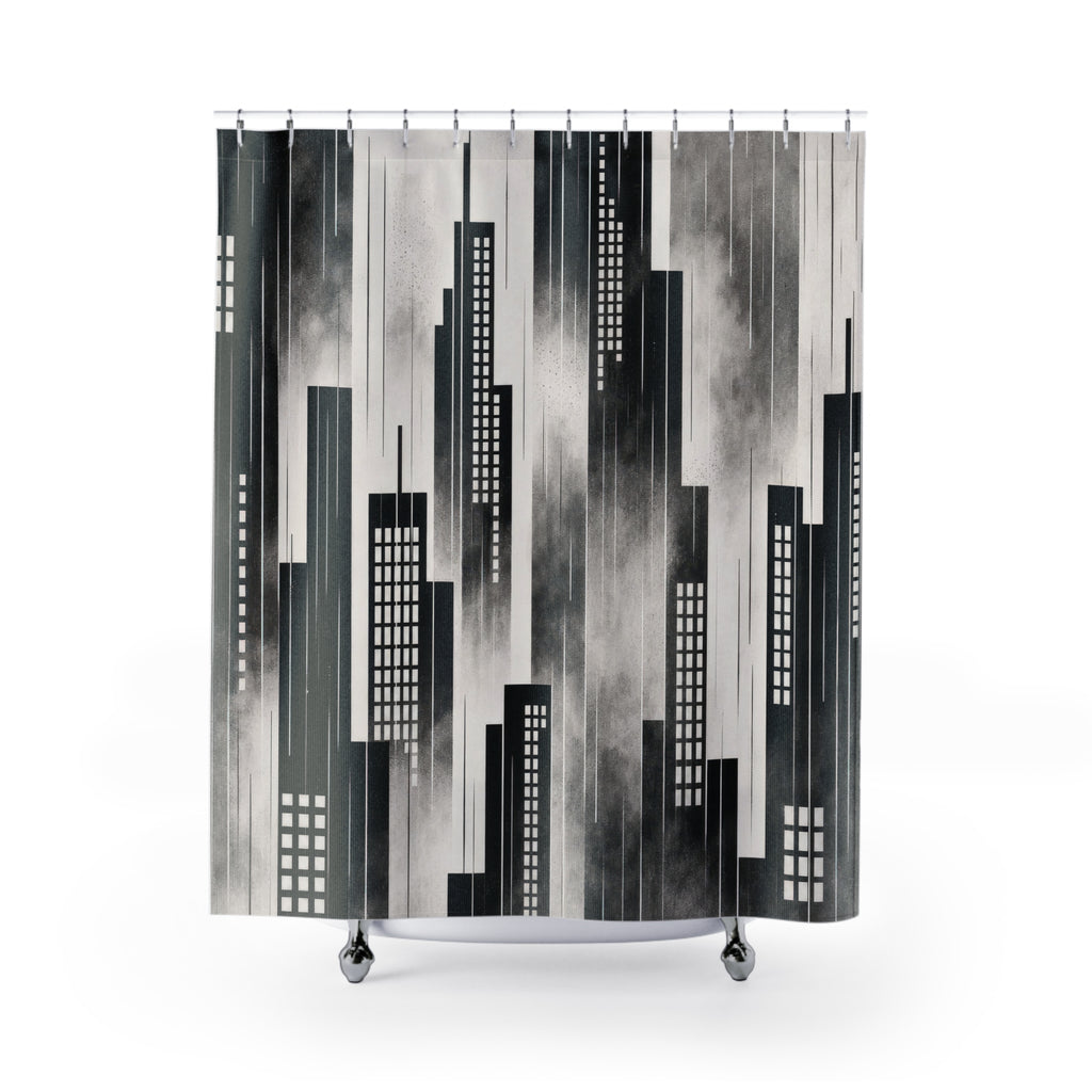 Black White Skyline Shower Curtain