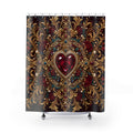 Ruby Jeweled Heart Valentine Shower Curtain