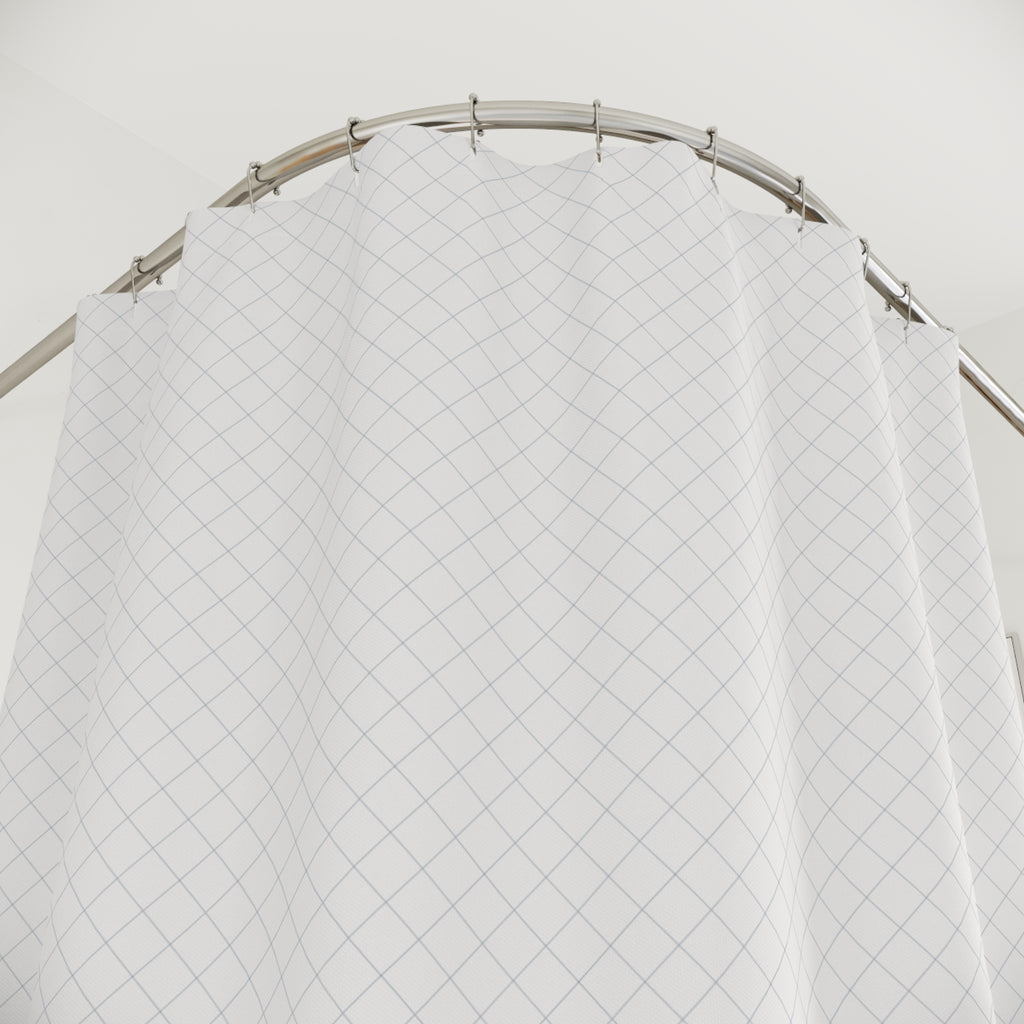 Scandinavian Diamond Lattice Shower Curtain – Blue-Grey