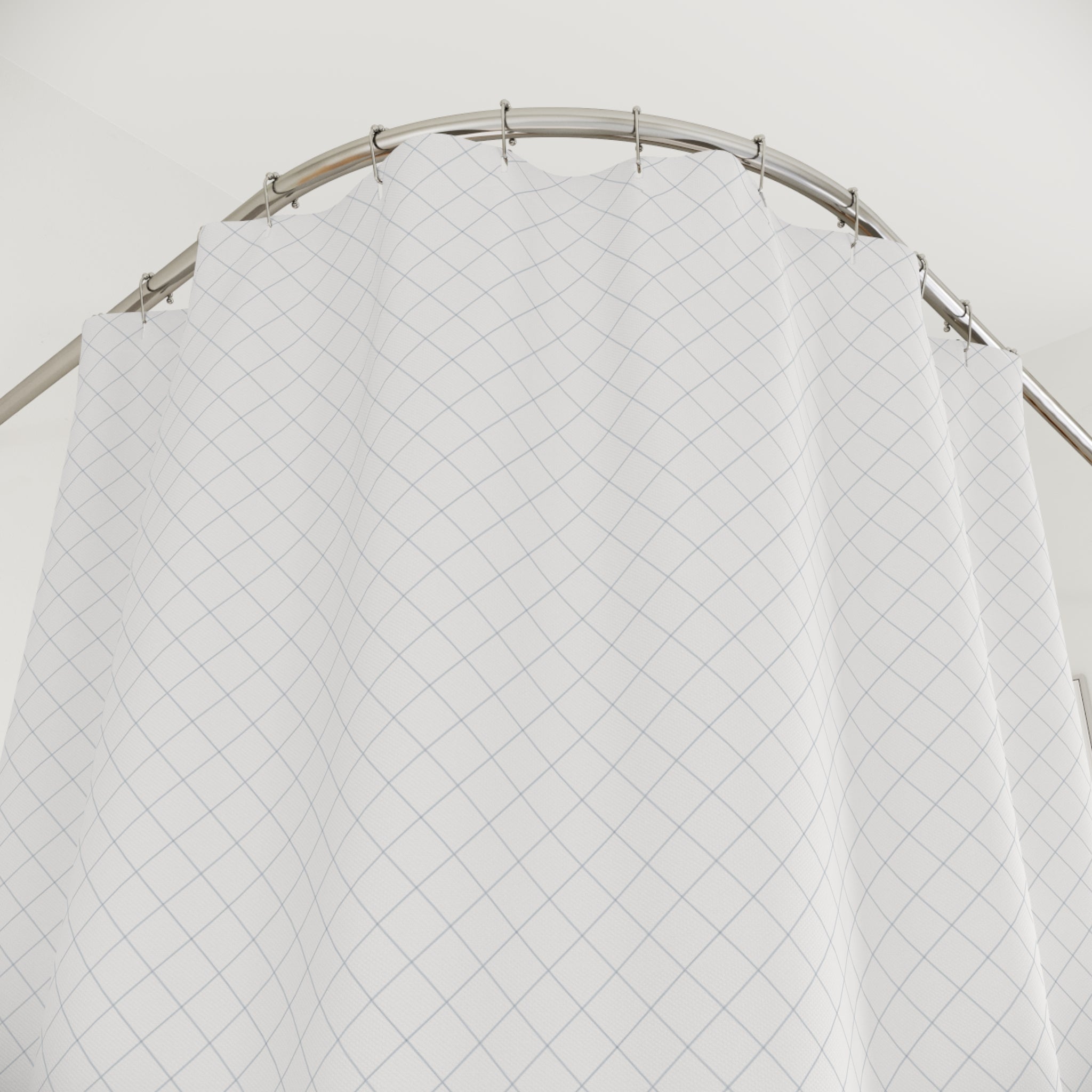 Scandinavian Diamond Lattice Shower Curtain – Blue-Grey