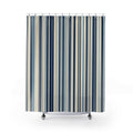 Navy Pale Blue Dense Pinstripe Shower Curtain