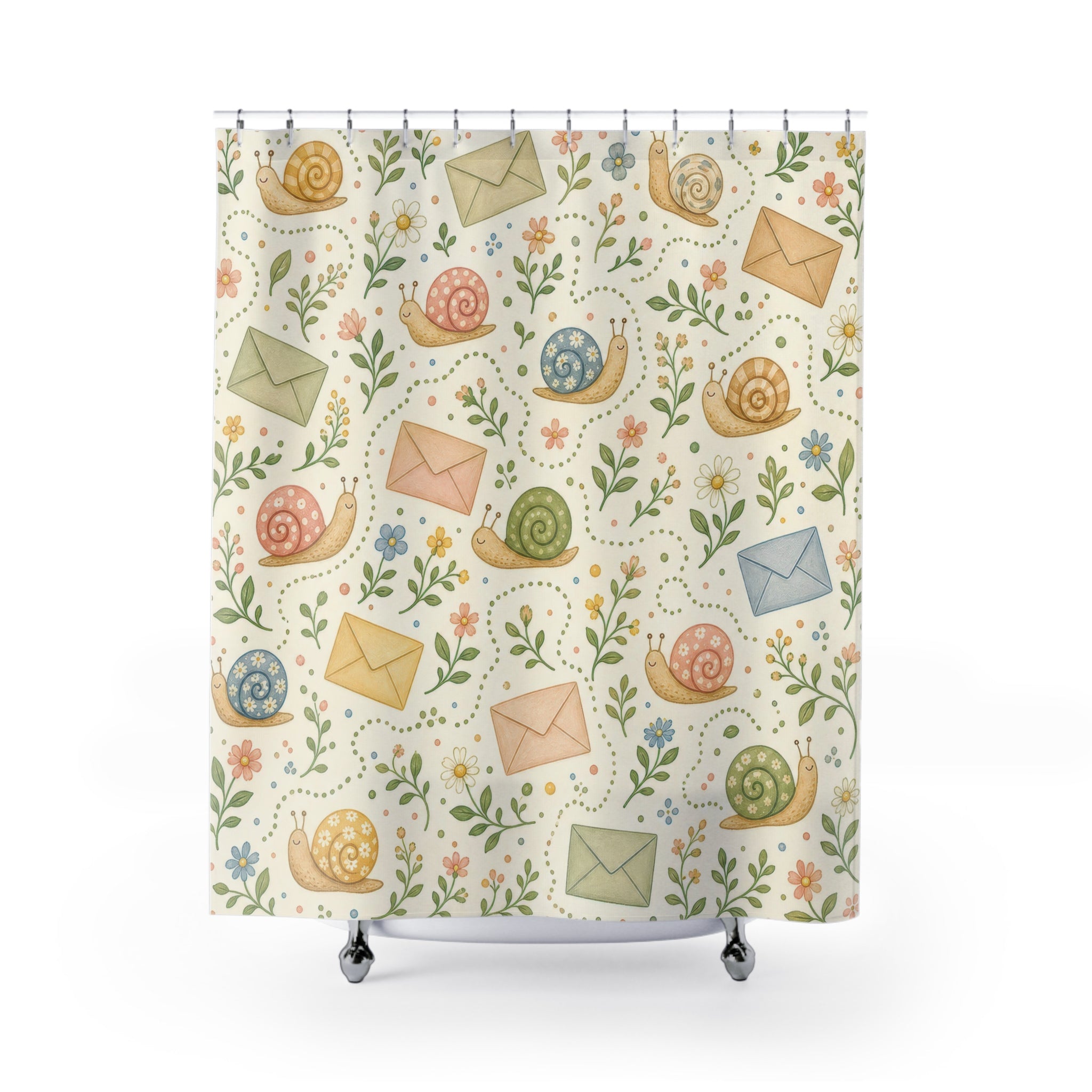 Cute Cottagecore Snail Shower Curtain