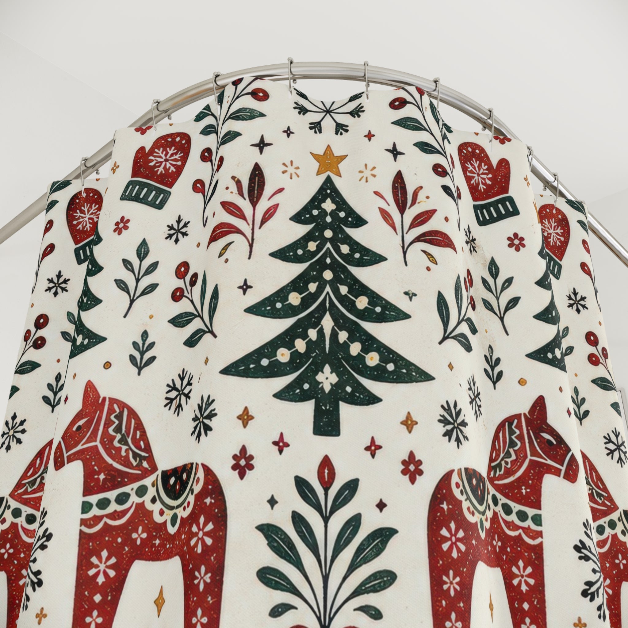 Reindeer Tree Folk Shower Curtain