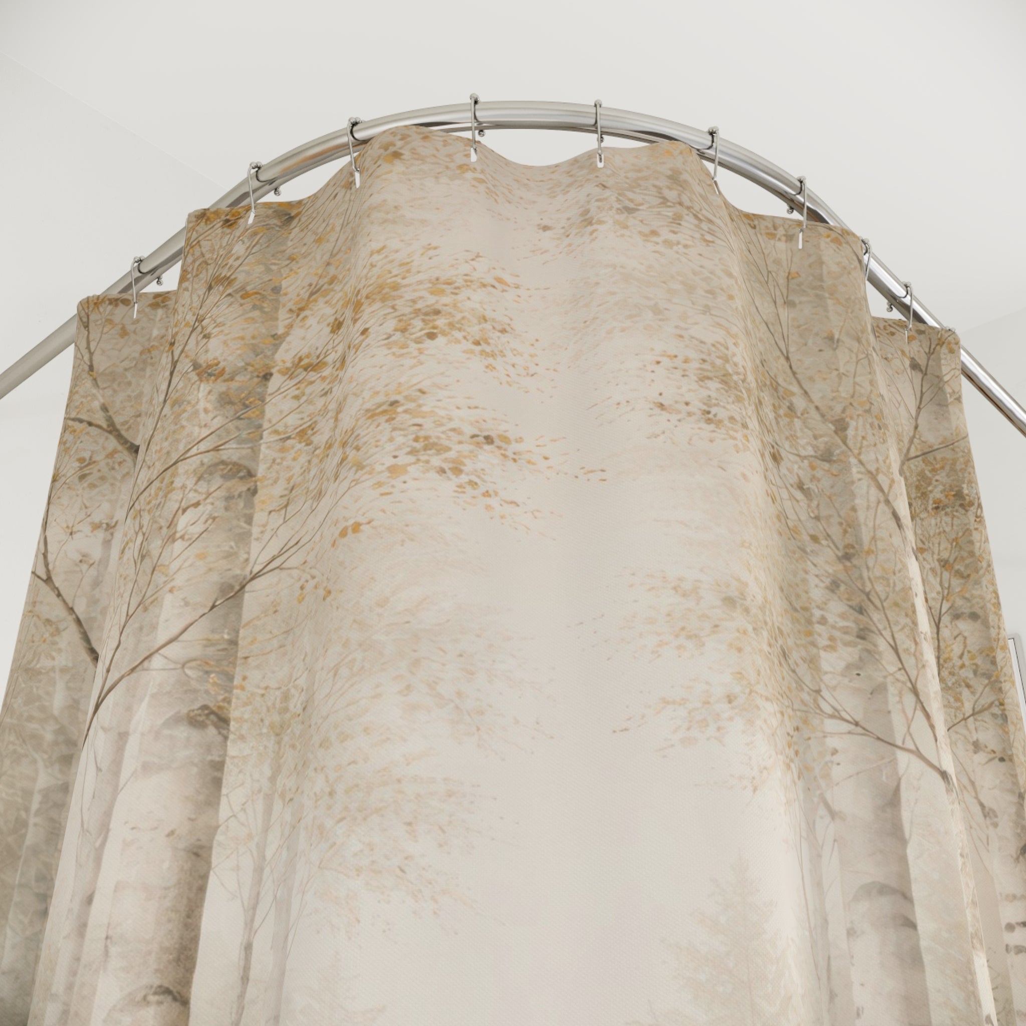 White Birch Forest Watercolor Shower Curtain